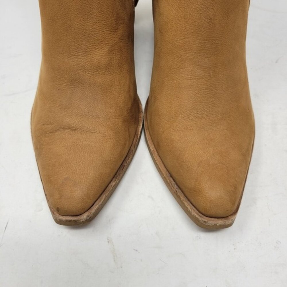 Dolce Vita | Wade Nubuck Leather Chunky Block Heel Booties Tan Brown - Picture 10 of 11